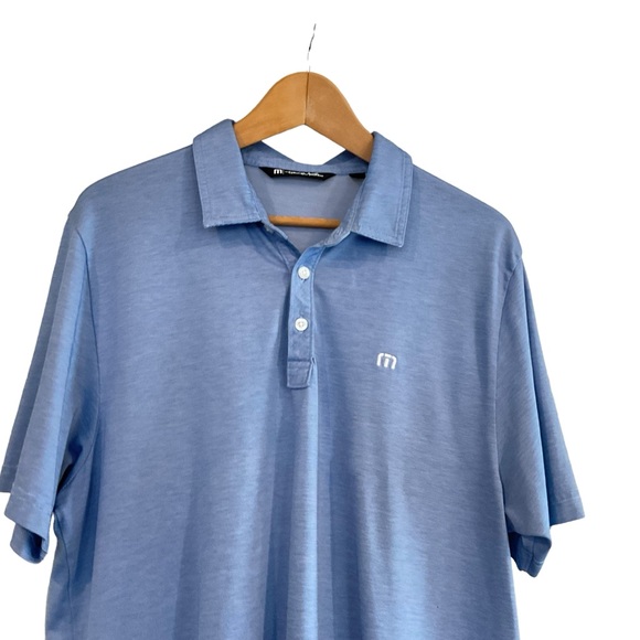 Travis Mathew Golf Polo Men’s L Blue Micro Stripe Pima Performance Short Sleeve - Picture 2 of 11